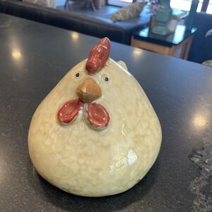 Vintage Decorative Art Ceramic Chicken Hen Figurine Glazed Browns Home Décor